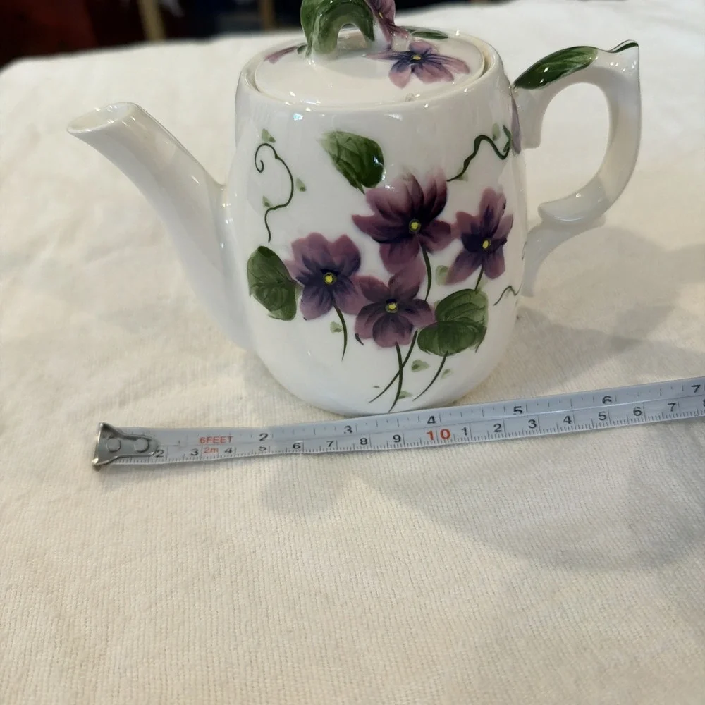 VTG‎ MCM Lefton Sweet Violets Hand Painted Individual 2 Cup Teapot